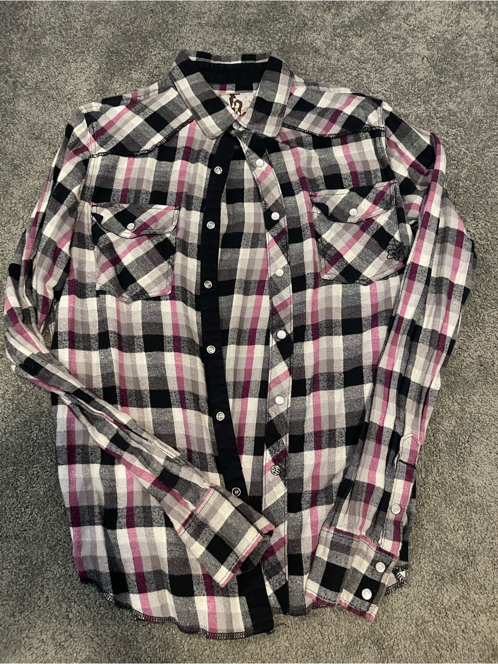Fox Black, White & Pink Plaid Button-Down Shirt